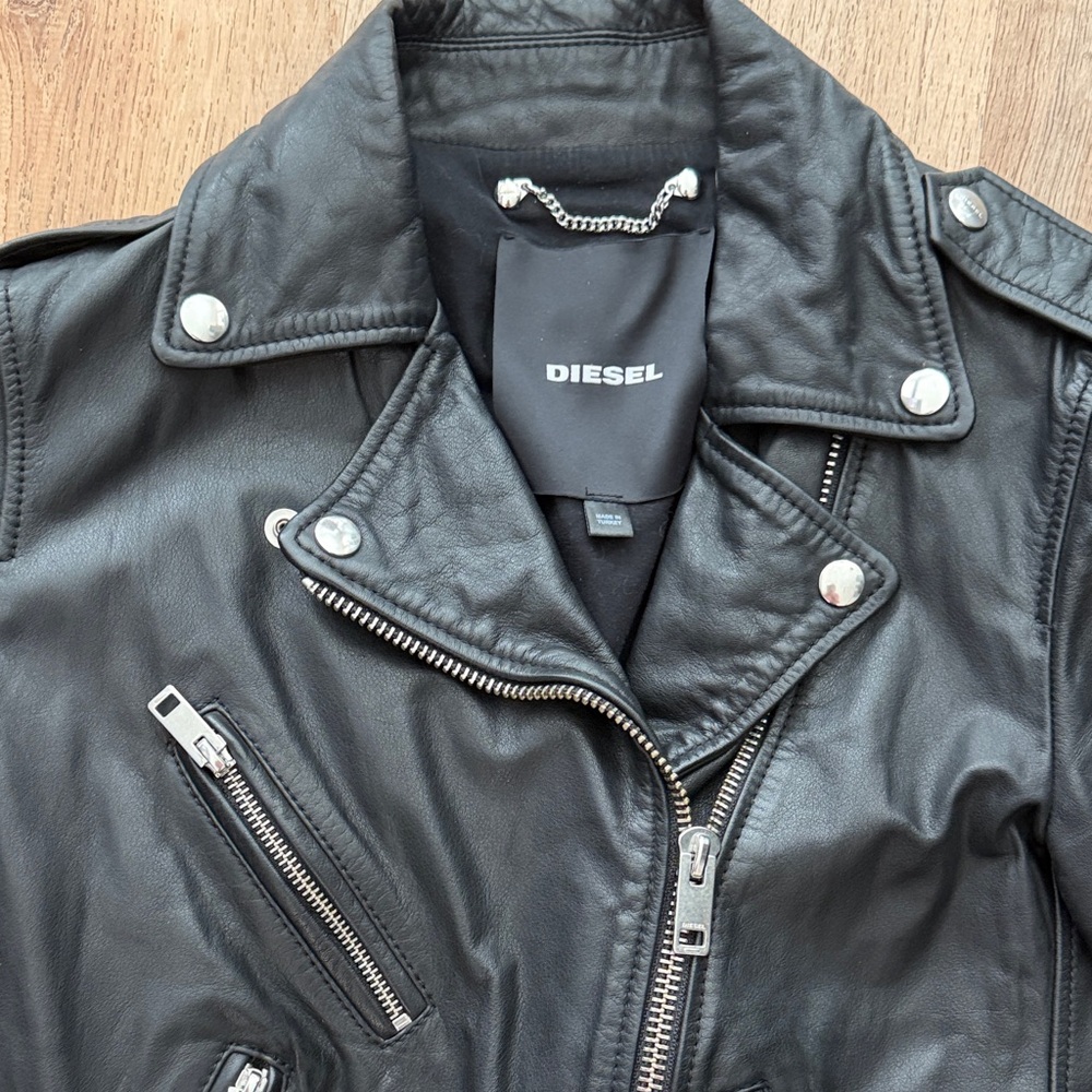Diesel Women's Black Leather Biker Jacket - Picture 2 of 4